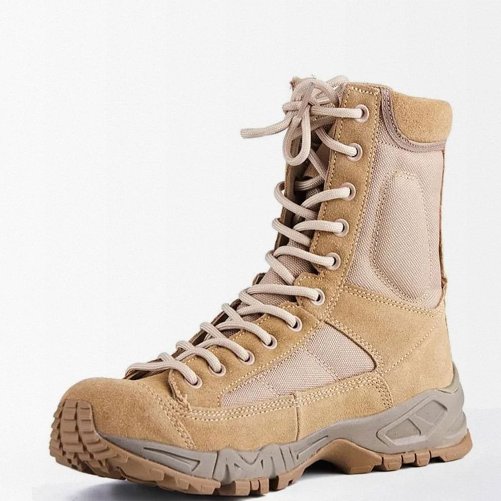 Botas militares tácticas con cordones beige desierto