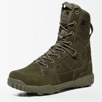 Botas de combate verde oliva con malla y cordones