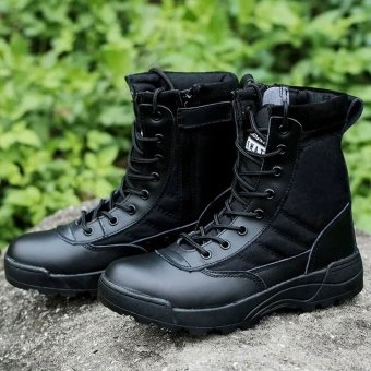 Botas tácticas negras con cremallera lateral