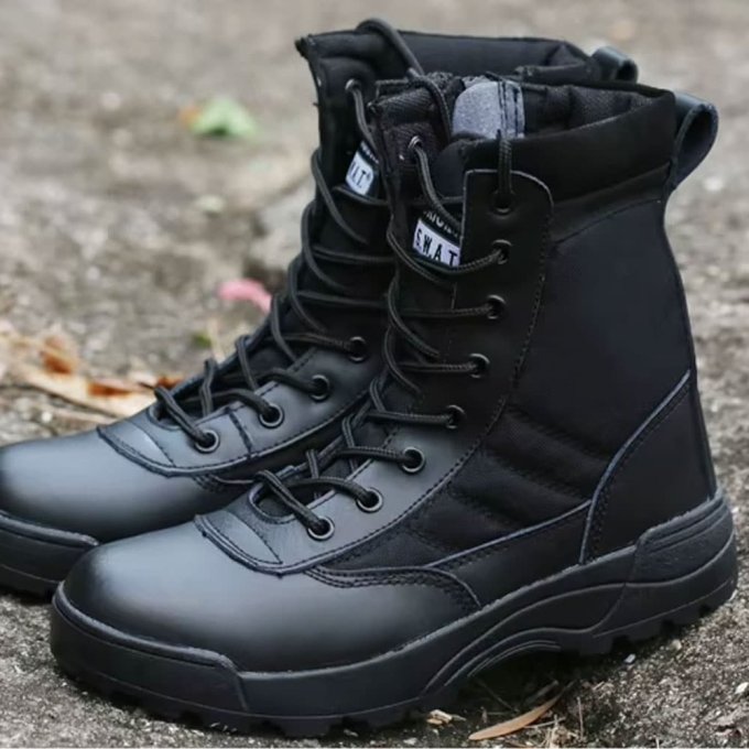 Botas tácticas negras con cremallera lateral - Imagen 2