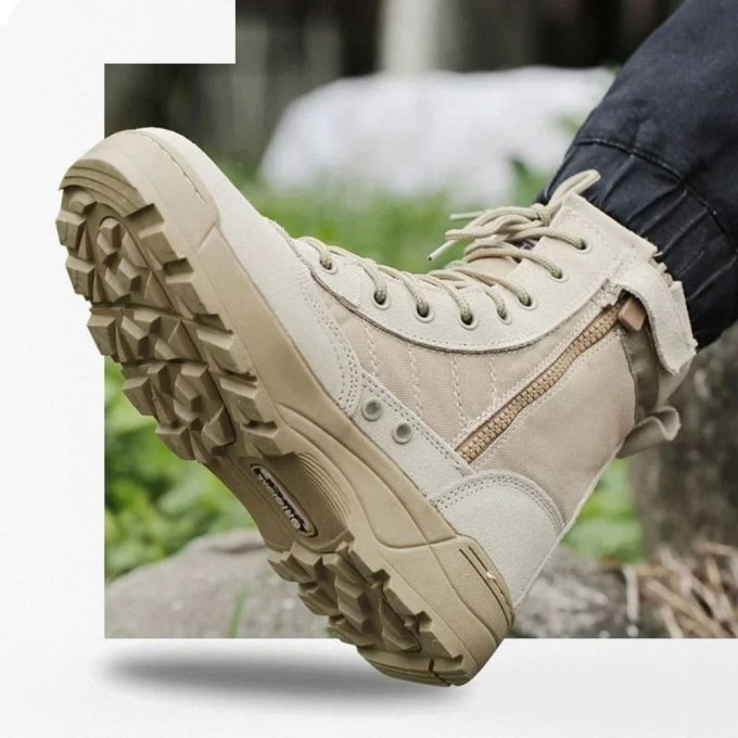 Botas tácticas con cremallera lateral beige desierto - Imagen 3