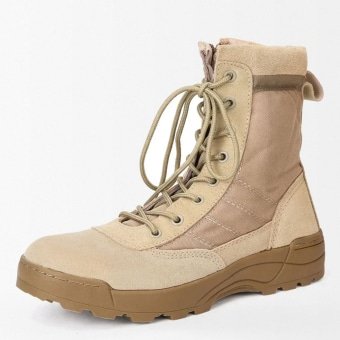 Botas tácticas con cremallera lateral beige desierto
