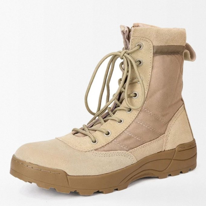 Botas tácticas con cremallera lateral beige desierto
