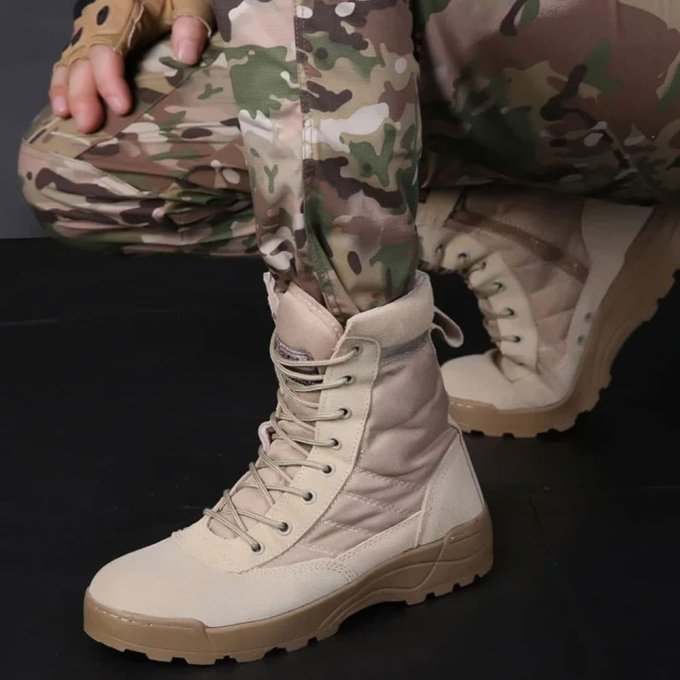 Botas tácticas con cremallera lateral beige desierto - Imagen 2