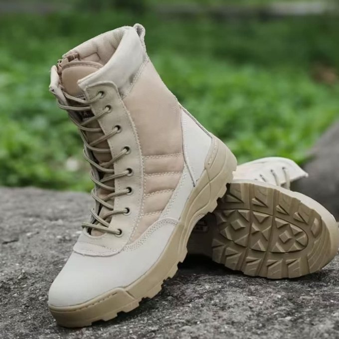 Botas tácticas con cremallera lateral beige desierto - Imagen 4