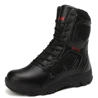 Botas tácticas negras con cremallera lateral y puntera de seguridad