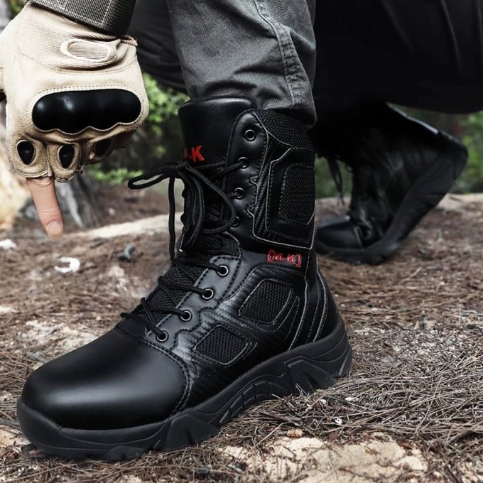 Botas tácticas negras con cremallera lateral y puntera de seguridad - Imagen 3
