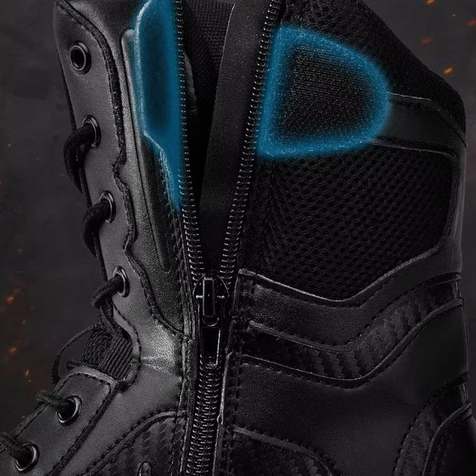 Botas tácticas negras con cremallera lateral y puntera de seguridad - Imagen 5