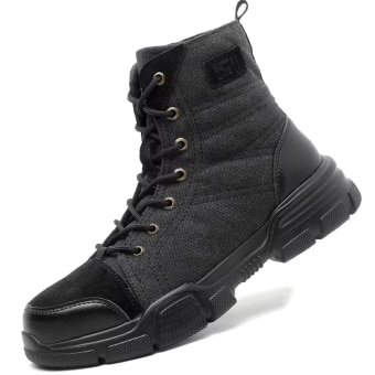 Botas militares negras con puntera de acero