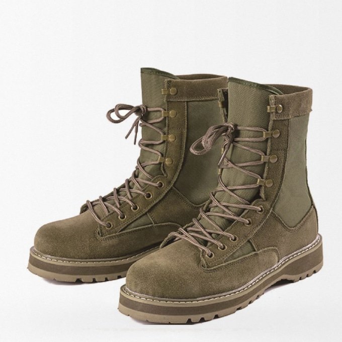 Botas militares de ante verde militar