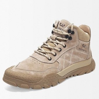 Botines tácticos de cuero vacuno casual caqui desierto