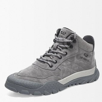 Botines tácticos casuales de cuero vacuno gris
