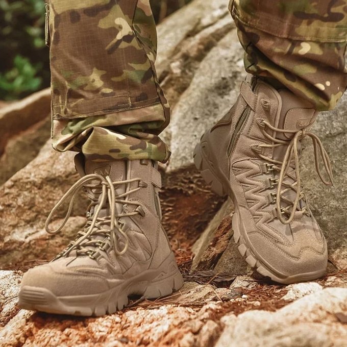 Botas tácticas de trekking color arena desierto - Imagen 2