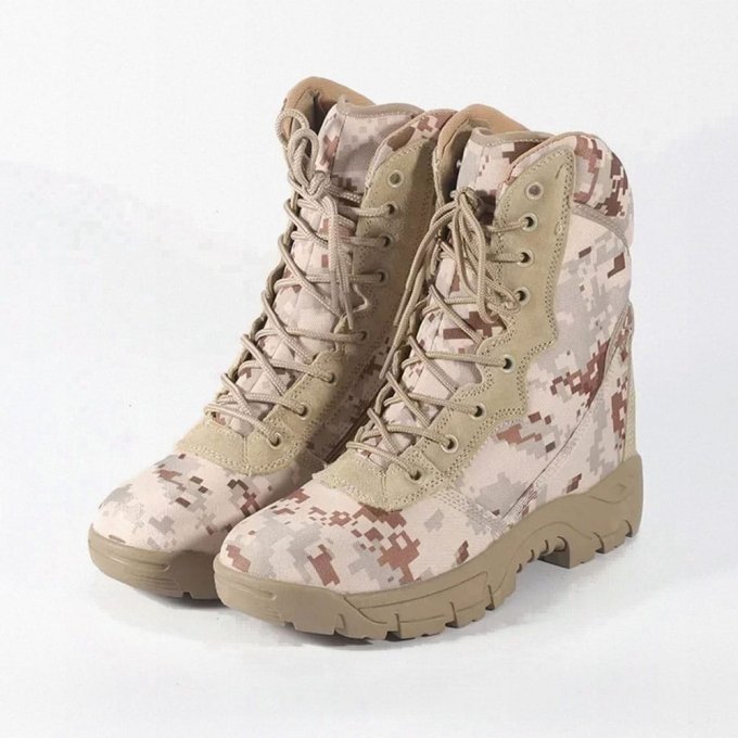Botas tácticas con cremallera lateral camuflaje digital desierto