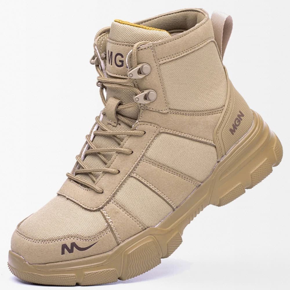 Botas tácticas de seguridad con puntera de acero caqui desierto