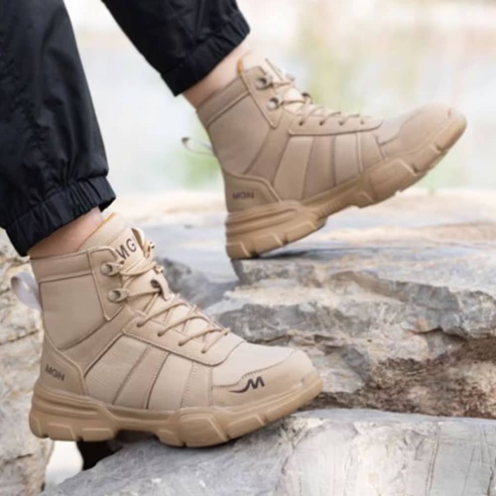 Botas tácticas de seguridad con puntera de acero caqui desierto - Imagen 3