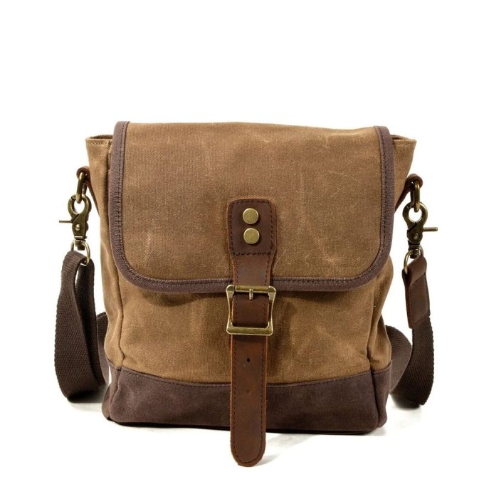 Bolso bandolera militar de piel vintage - Imagen 2