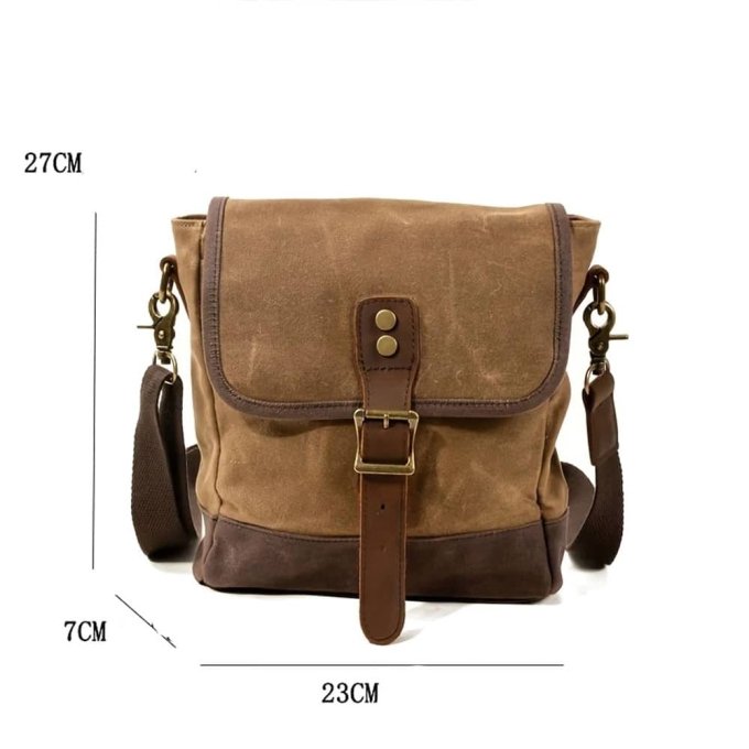 Bolso bandolera militar de piel vintage - Imagen 3