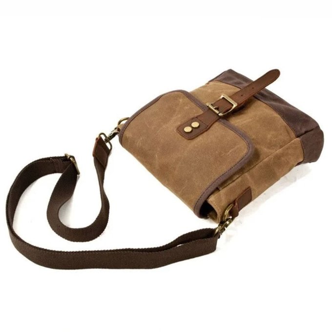 Bolso bandolera militar de piel vintage - Imagen 4