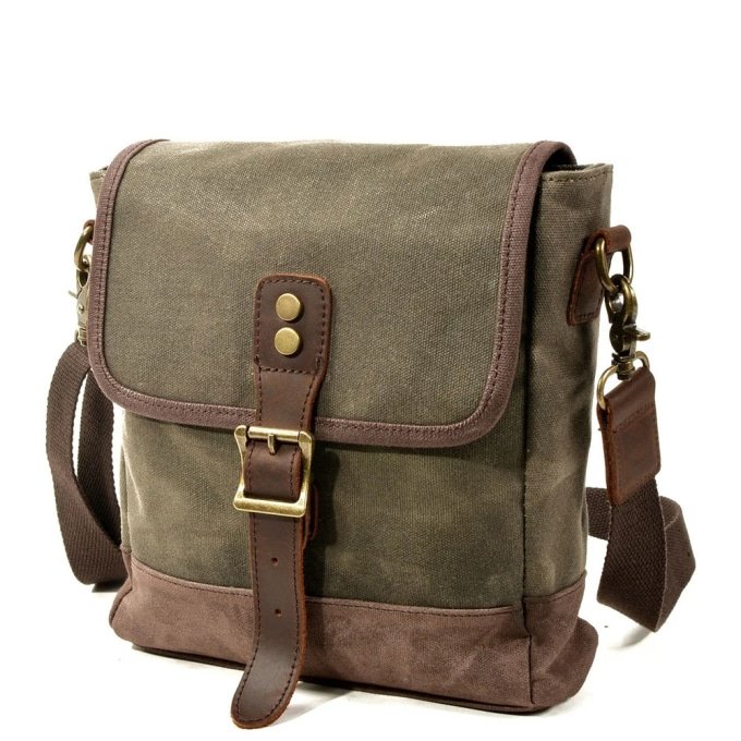 Bolso bandolera militar de piel vintage - Imagen 7