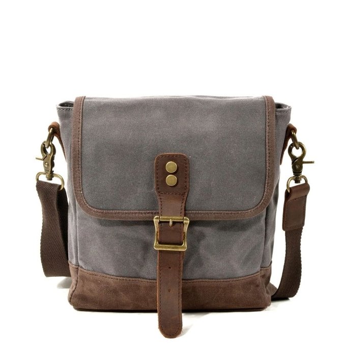Bolso bandolera militar de piel vintage - Imagen 8