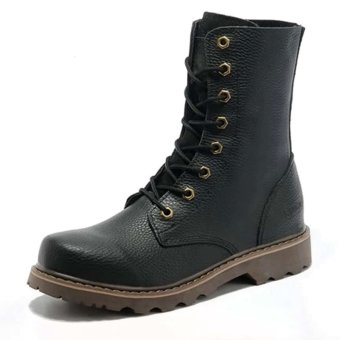 Botas de combate vintage de cuero negro