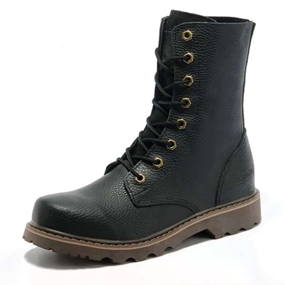 Botas de combate vintage de cuero negro