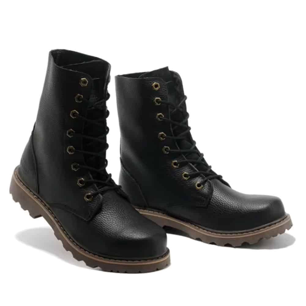 Botas de combate vintage de cuero negro - Imagen 2