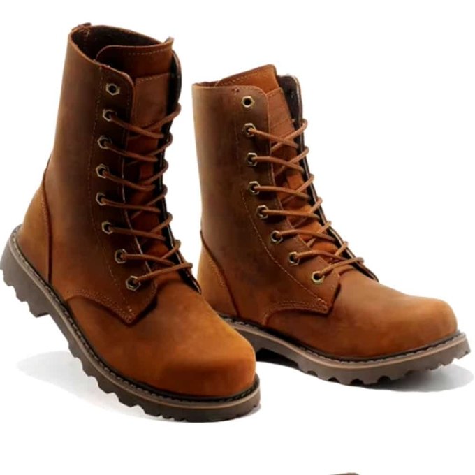 Botas de combate vintage de cuero marrón coyote - Imagen 2