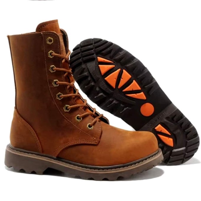 Botas de combate vintage de cuero marrón coyote - Imagen 5