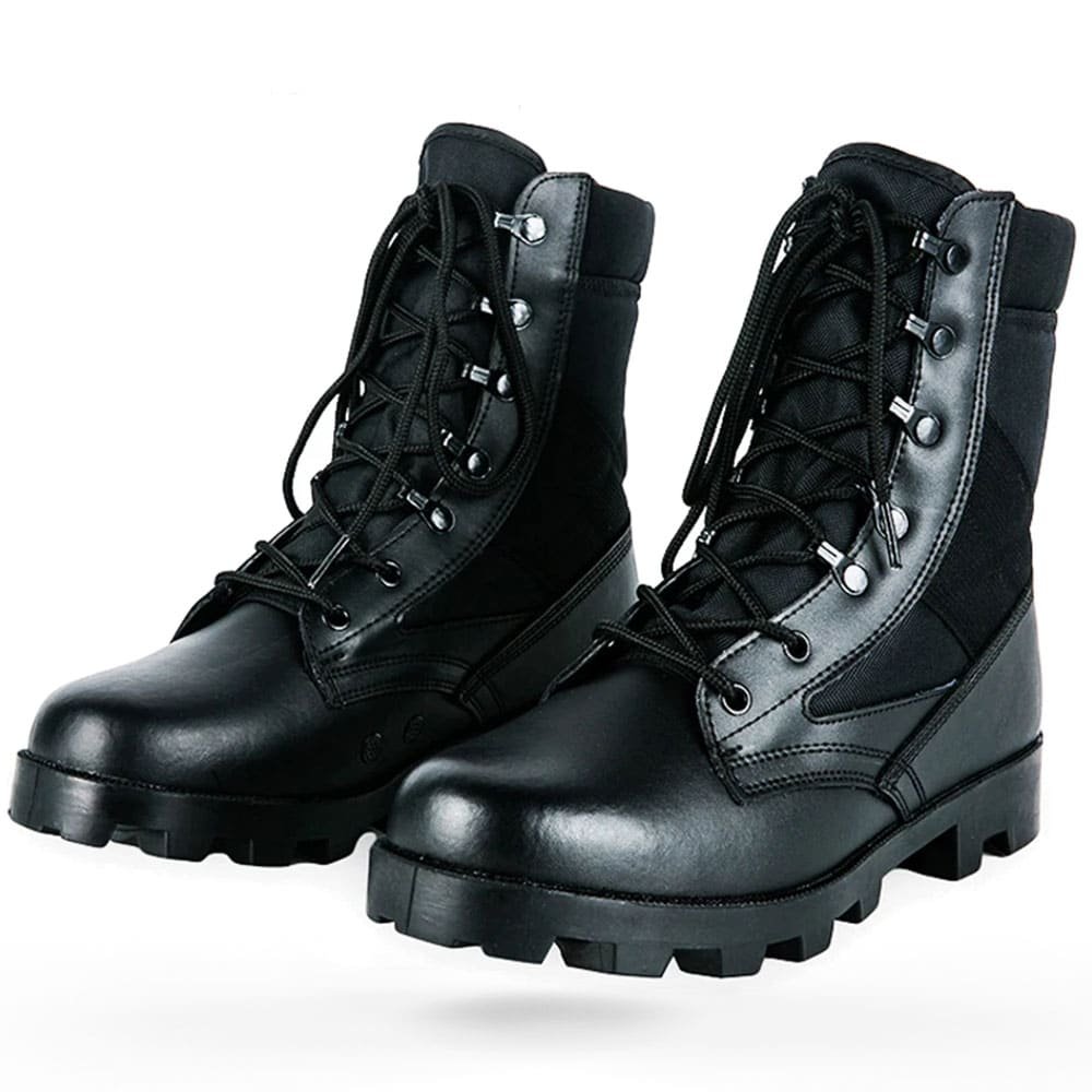 Botas tácticas militares de cuero negro