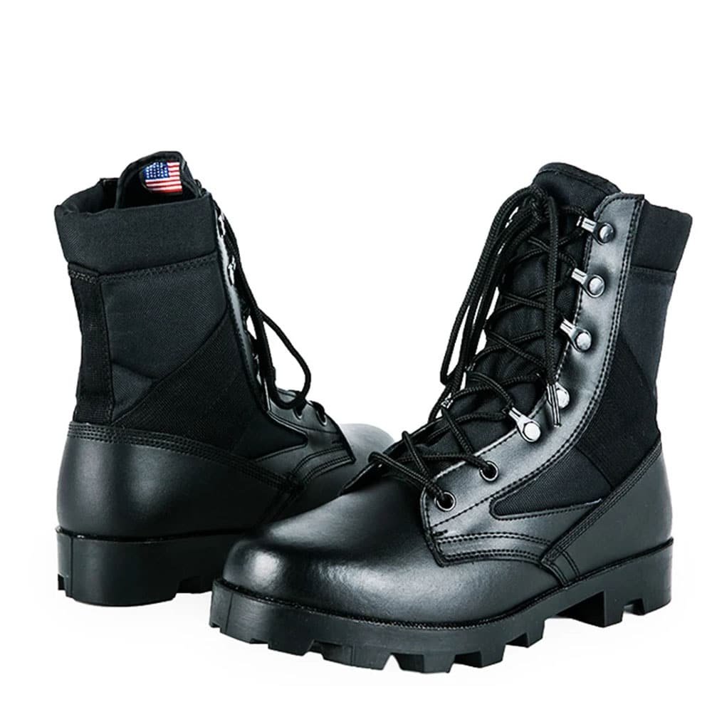 Botas tácticas militares de cuero negro - Imagen 2