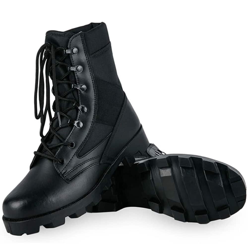 Botas tácticas militares de cuero negro - Imagen 3