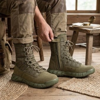 Lightweight Training Boots Faux Suede Army green