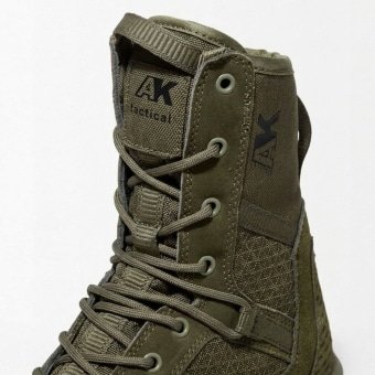Olive Green lace up combat boots with Mesh