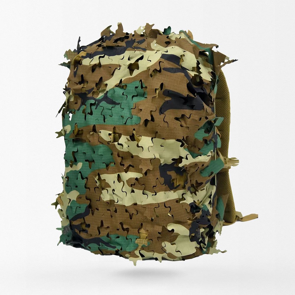 Funda ghillie 3D para mochila camuflaje woodland - Imagen 2