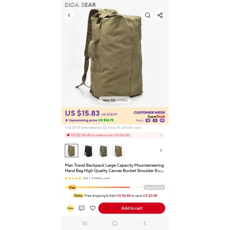 Bolsa militar de lona tipo duffle photo review