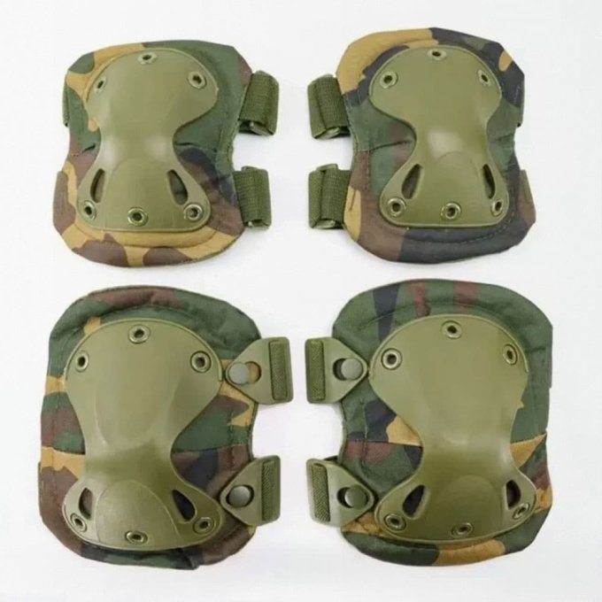 Rodilleras y coderas tácticas camuflaje Woodland