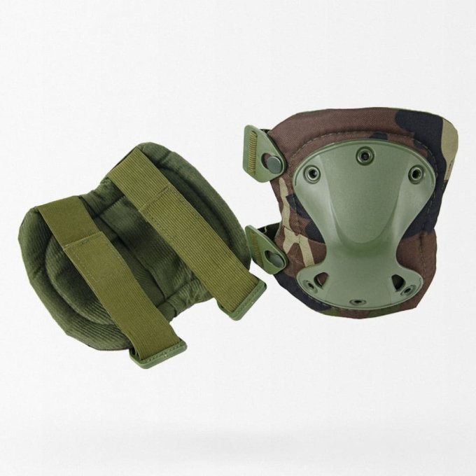 Rodilleras y coderas tácticas camuflaje Woodland - Imagen 2
