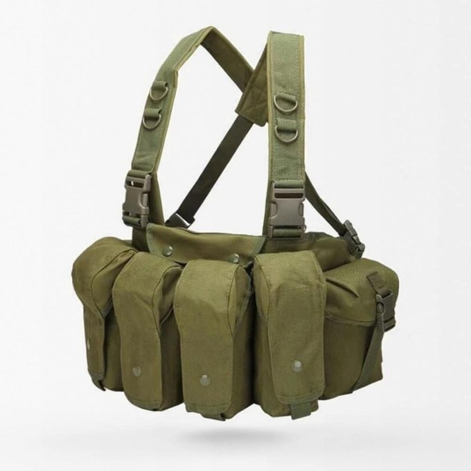 Chest rig para AK de 8 cargadores verde oliva - Imagen 2
