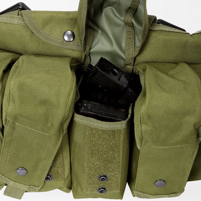 Chest rig para AK de 8 cargadores verde oliva - Imagen 9