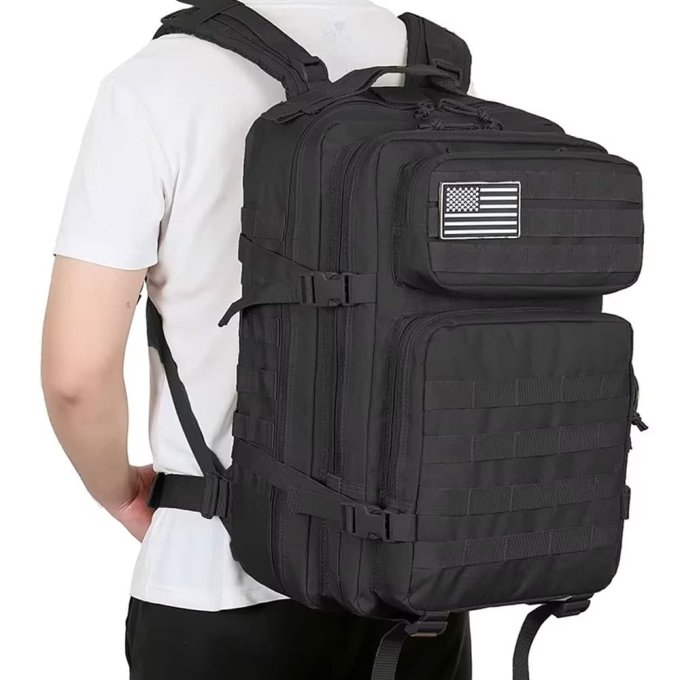Mochila táctica negra 45L - Imagen 2