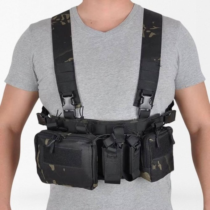 Arnés de pecho táctico ligero Multicam Black