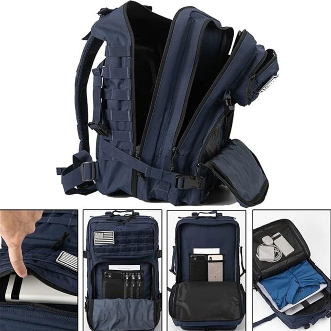 Mochila táctica MOLLE de 45 L azul marino - Imagen 4