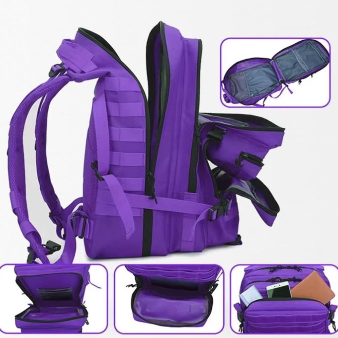 Mochila táctica militar morada 45 L - Imagen 4