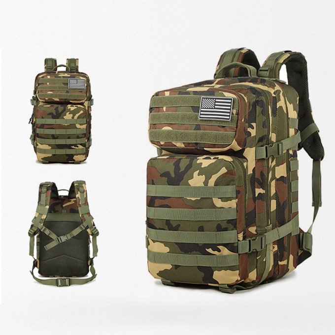 Mochila táctica camuflaje Woodland 45 L - Imagen 3