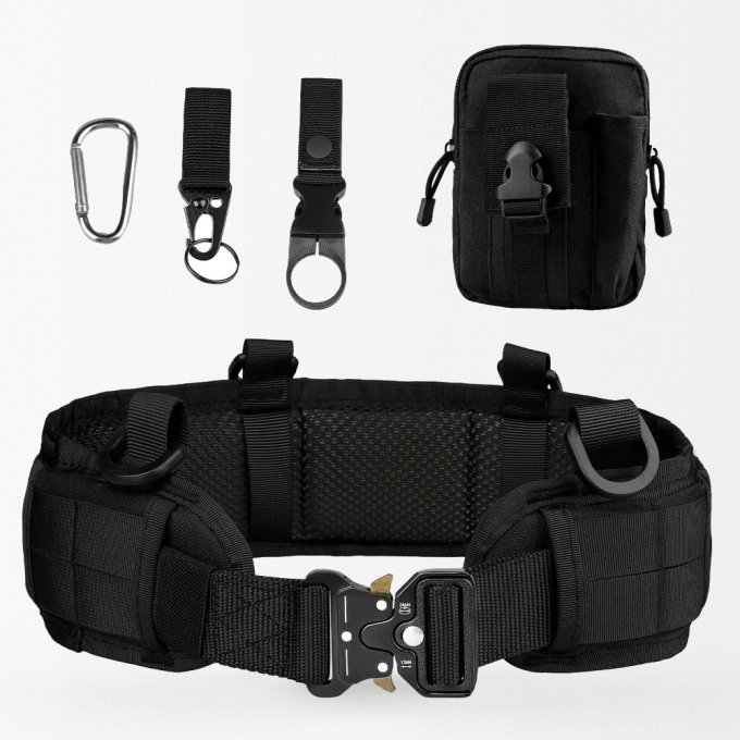 Cinturón táctico acolchado con funda y mosquetón para llaves - Imagen 2