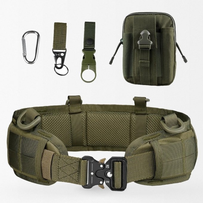 Cinturón táctico acolchado con funda y mosquetón para llaves - Imagen 3