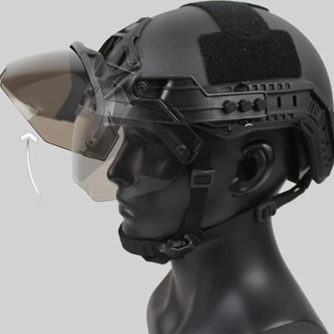 Gafas abatibles con lentes marrones para casco táctico - Imagen 2