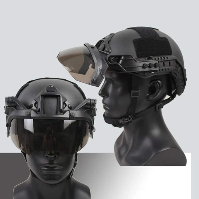 Gafas abatibles con lentes marrones para casco táctico - Imagen 3